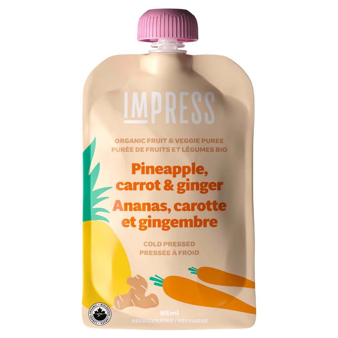 Pineapple, carrot, and ginger pouch