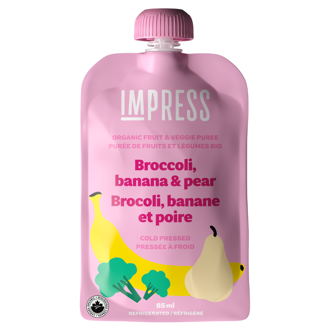 Broccoli, banana, and pear